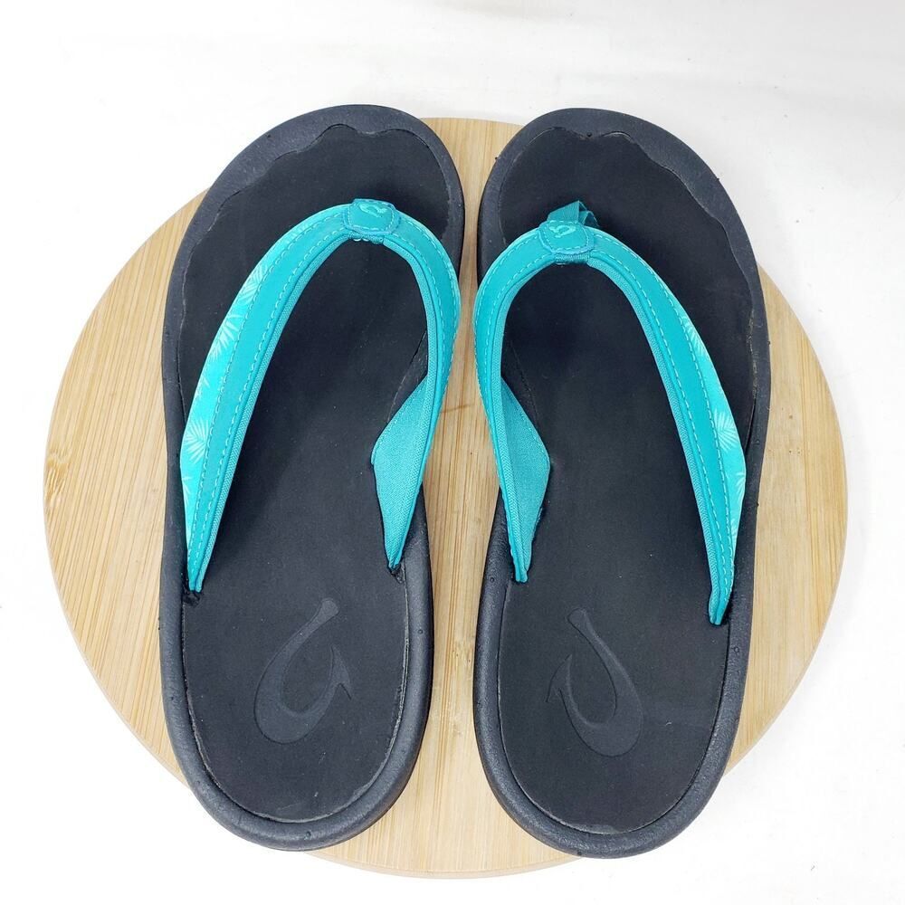 Olukai Ohana Sandals Womens 5 Teal Blue Flip Flop Thong Pool Beach‎ Shoes - Picture 7 of 12